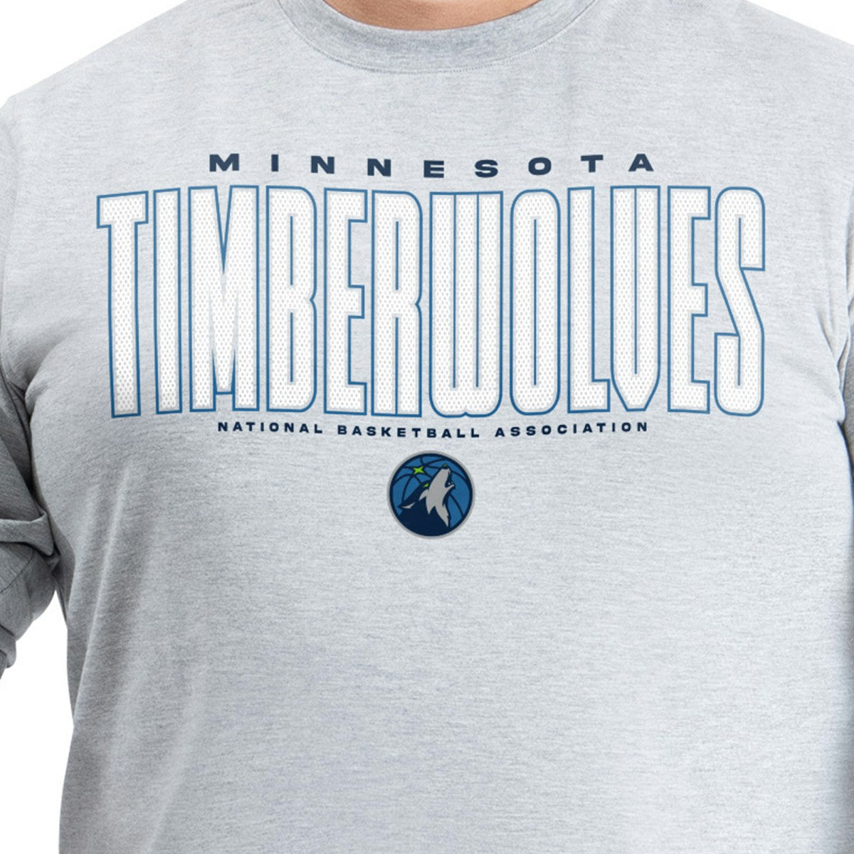Minnesota Timberwolves G-III Sports by Carl Banks Adaptive Printed Mesh Effect Long Sleeve T-Shirt - Gray for sale