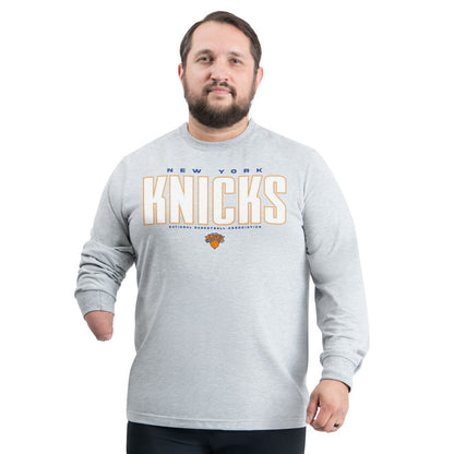 New York Knicks G-III Sports by Carl Banks Adaptive Printed Mesh Effect Long Sleeve T-Shirt - Gray discount
