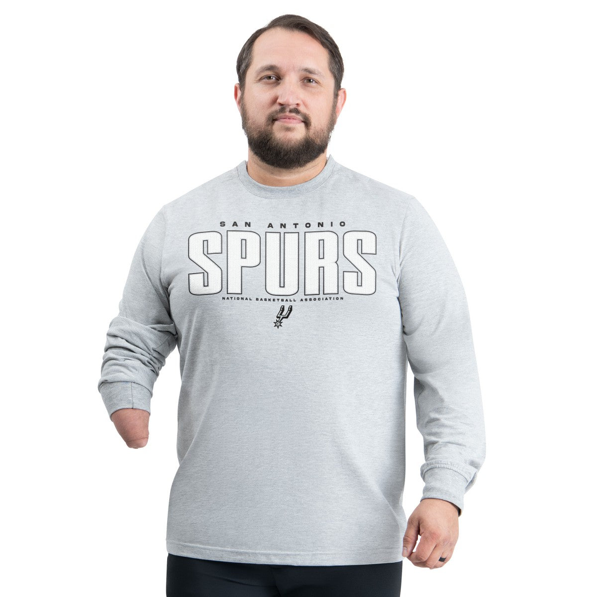 San Antonio Spurs G-III Sports by Carl Banks Adaptive Printed Mesh Effect Long Sleeve T-Shirt - Gray discount