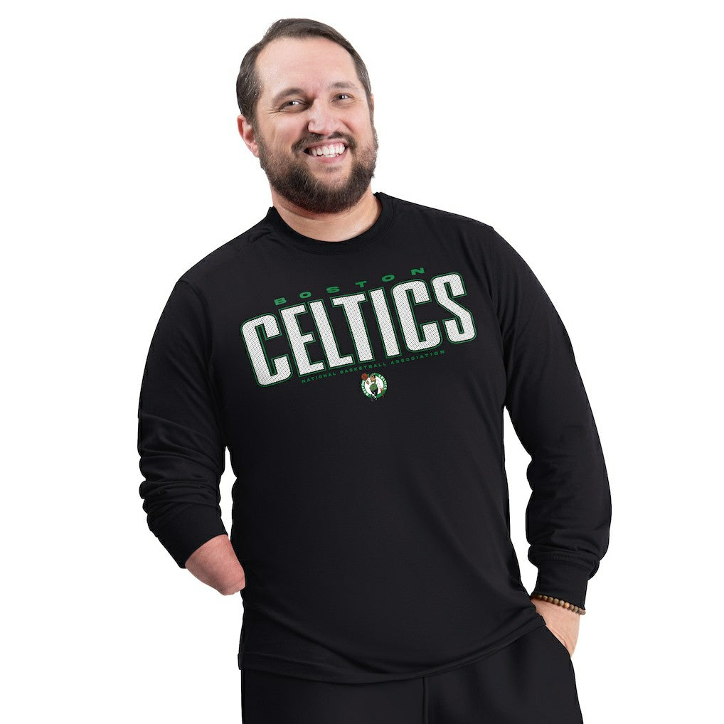 Boston Celtics G-III Sports by Carl Banks Adaptive Printed Mesh Effect Long Sleeve T-Shirt - Black shop