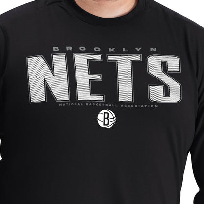 Brooklyn Nets G-III Sports by Carl Banks Adaptive Printed Mesh Effect Long Sleeve T-Shirt - Black discount