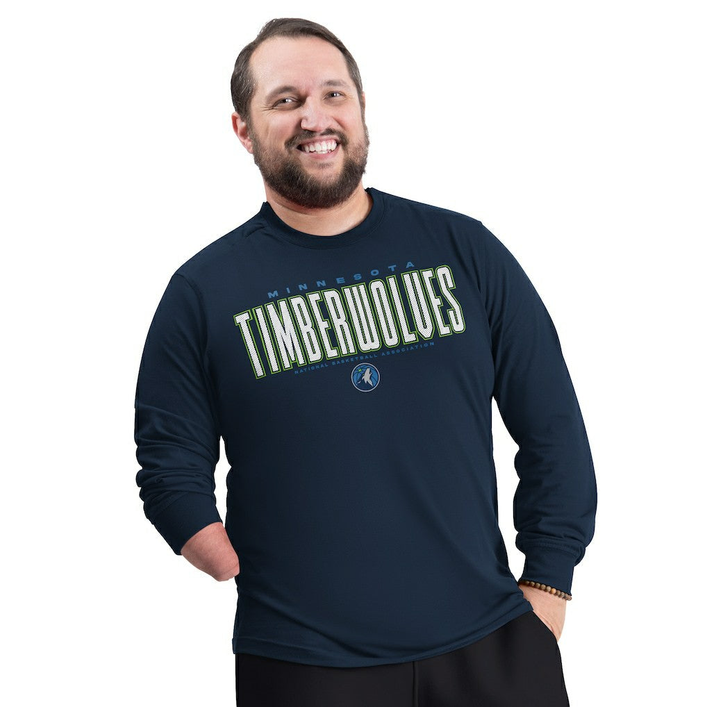 Minnesota Timberwolves G-III Sports by Carl Banks Adaptive Printed Mesh Effect Long Sleeve T-Shirt - Navy on sale