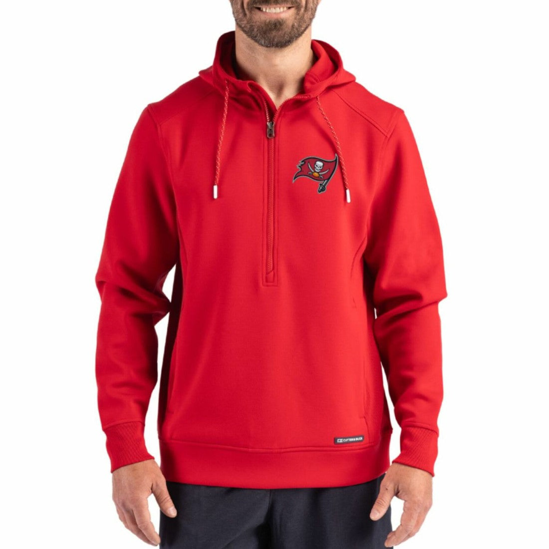 Tampa Bay Buccaneers Cutter & Buck Roam Eco Half-Zip Recycled Pullover Hoodie - Red sale