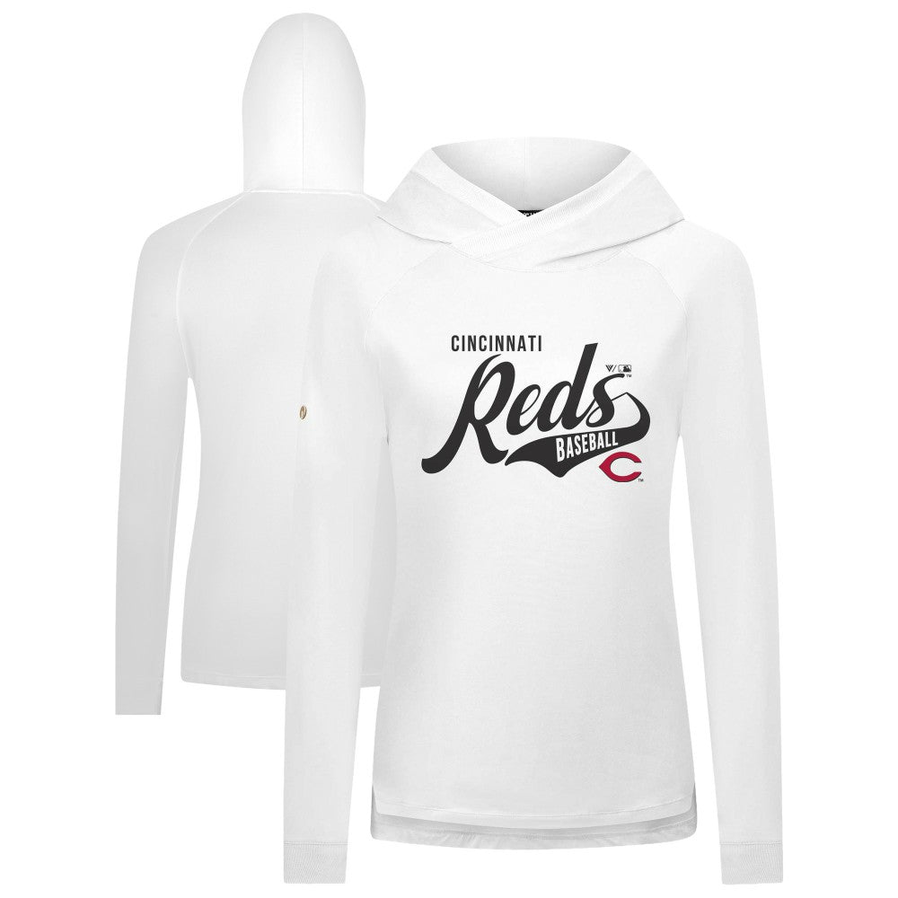 Cincinnati Reds Levelwear Women's Slender Glide Raglan Hoodie - White
