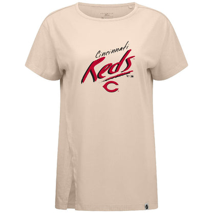 Cincinnati Reds Levelwear Women's Influx Sizzle T-Shirt - Khaki