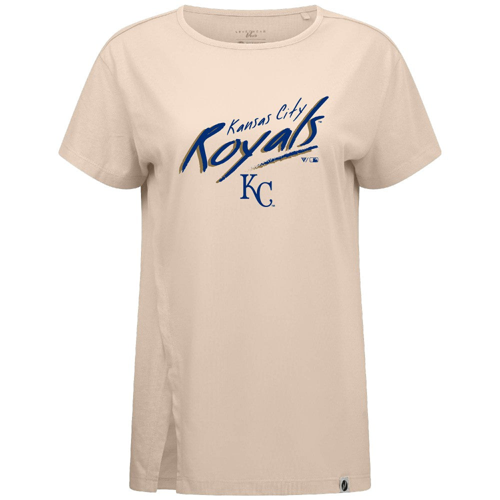Kansas City Royals Levelwear Women's Influx Sizzle T-Shirt - Khaki