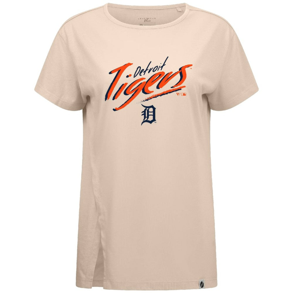 Detroit Tigers Levelwear Women's Influx Sizzle T-Shirt - Khaki