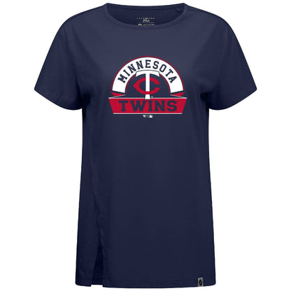 Minnesota Twins Levelwear Women's Influx Banner Arch T-Shirt - Navy
