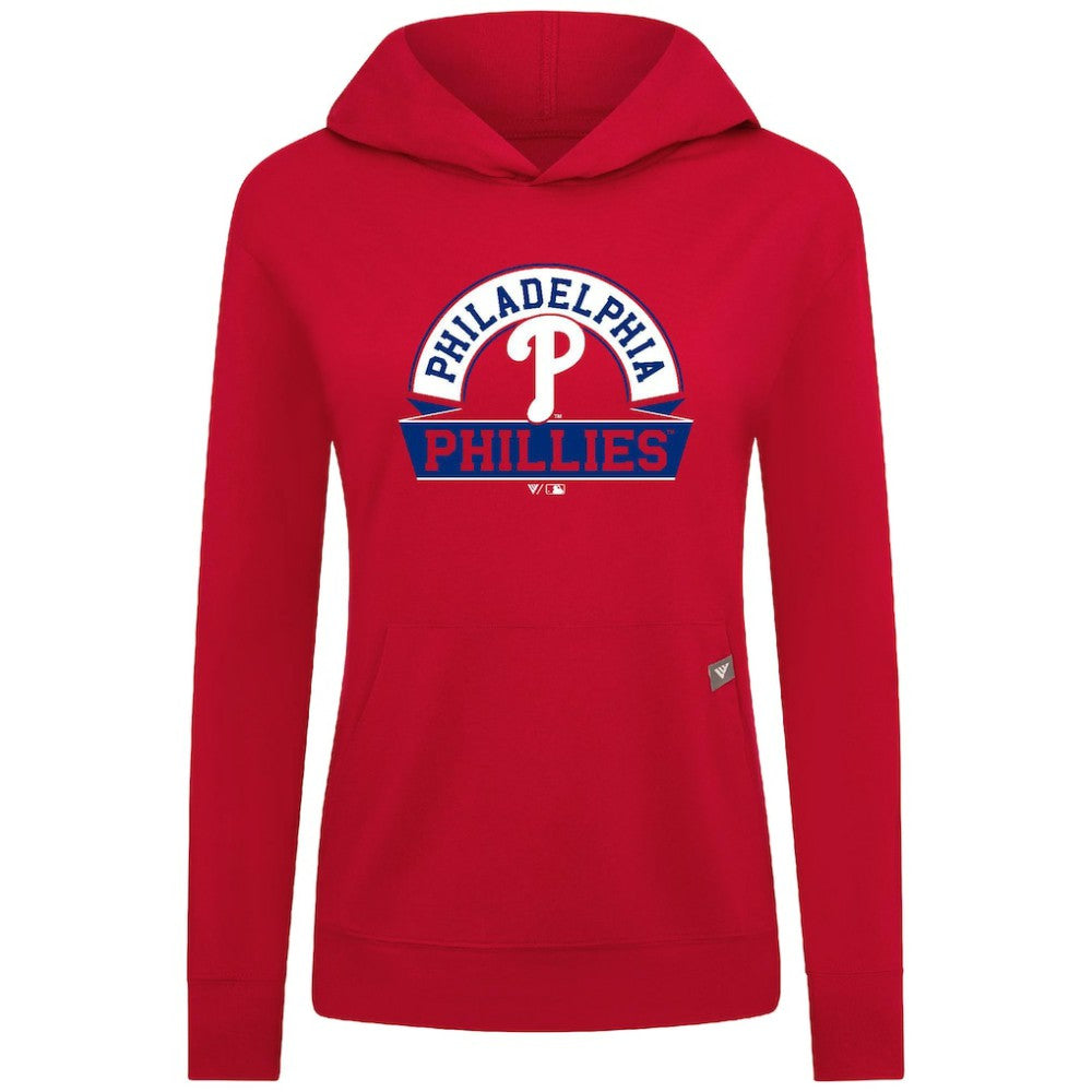 Philadelphia Phillies Levelwear Women's Relay Banner Arch Long Sleeve T-Shirt Hoodie - Red