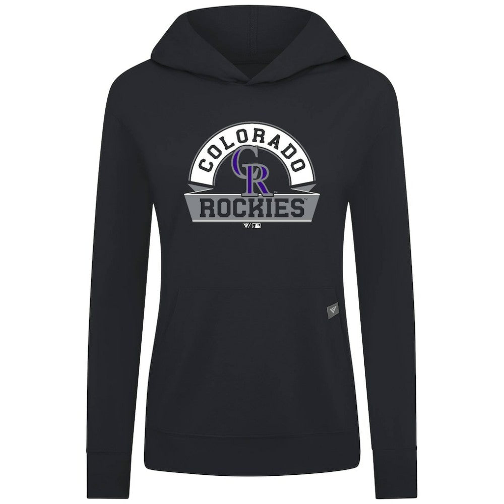 Colorado Rockies Levelwear Women's Relay Banner Arch Long Sleeve T-Shirt Hoodie - Black