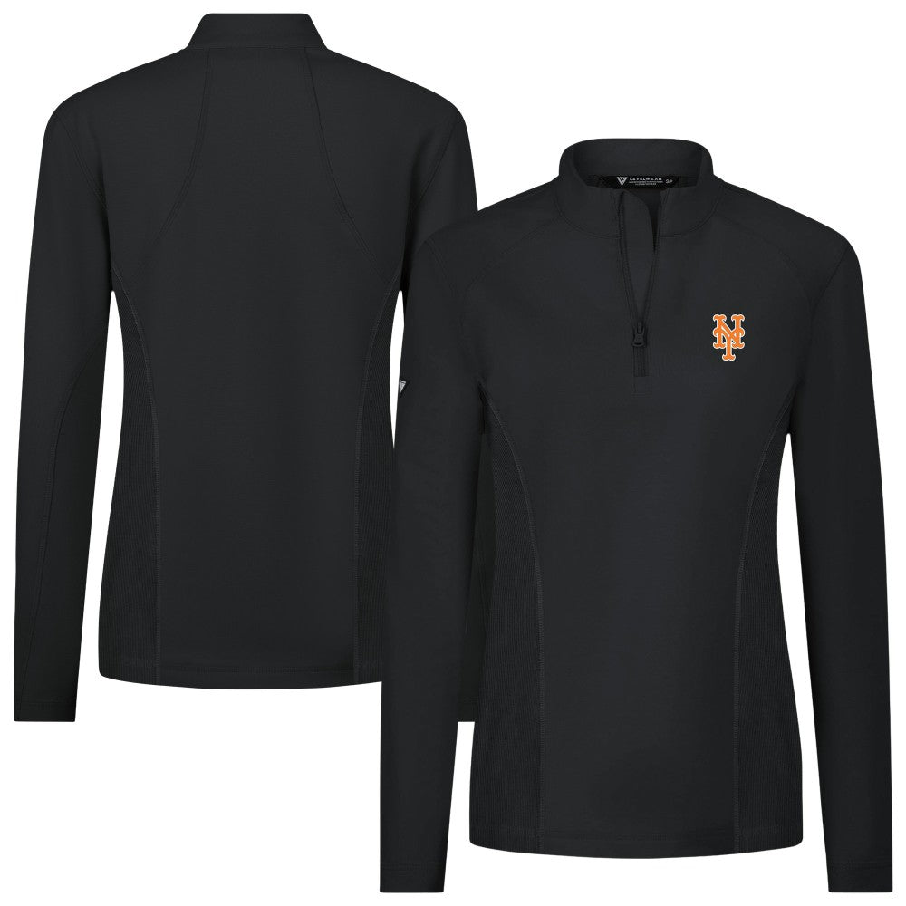 New York Mets Levelwear Women's Upright Insignia 2.0 Quarter-Zip Tri-Blend Top - Black