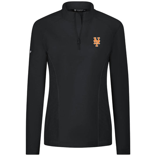 New York Mets Levelwear Women's Upright Insignia 2.0 Quarter-Zip Tri-Blend Top - Black