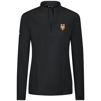 New York Mets Levelwear Women's Upright Insignia 2.0 Quarter-Zip Tri-Blend Top - Black