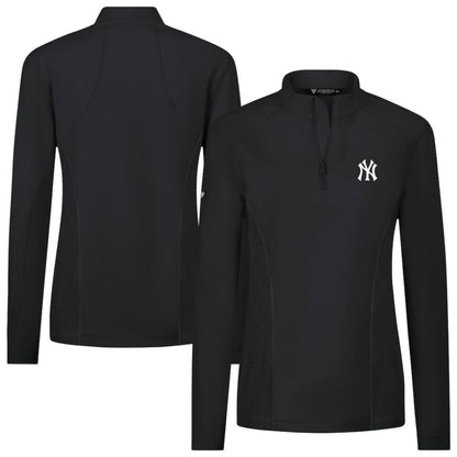 New York Yankees Levelwear Women's Upright Insignia 2.0 Quarter-Zip Tri-Blend Top - Black