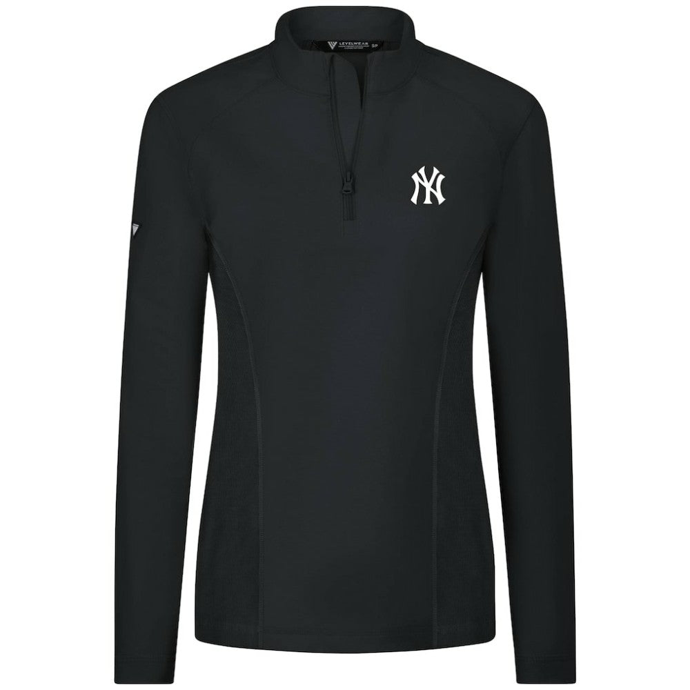 New York Yankees Levelwear Women's Upright Insignia 2.0 Quarter-Zip Tri-Blend Top - Black
