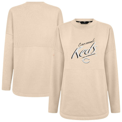 Cincinnati Reds Levelwear Women's Oversized Beaudry Sizzle Top - Khaki