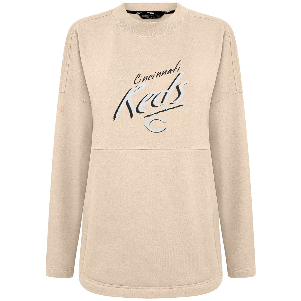 Cincinnati Reds Levelwear Women's Oversized Beaudry Sizzle Top - Khaki