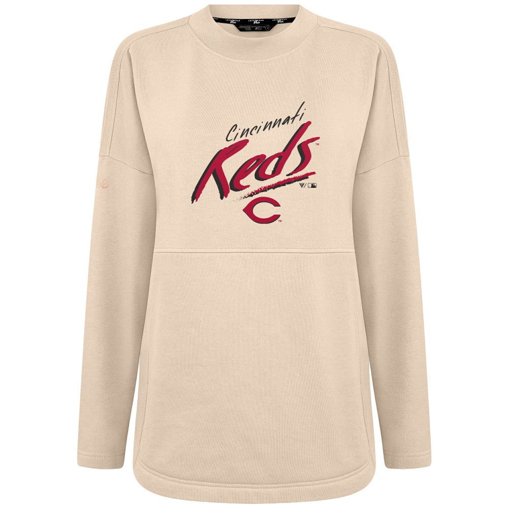Cincinnati Reds Levelwear Women's Oversized Beaudry Sizzle Top - Khaki