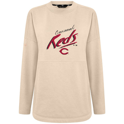 Cincinnati Reds Levelwear Women's Oversized Beaudry Sizzle Top - Khaki