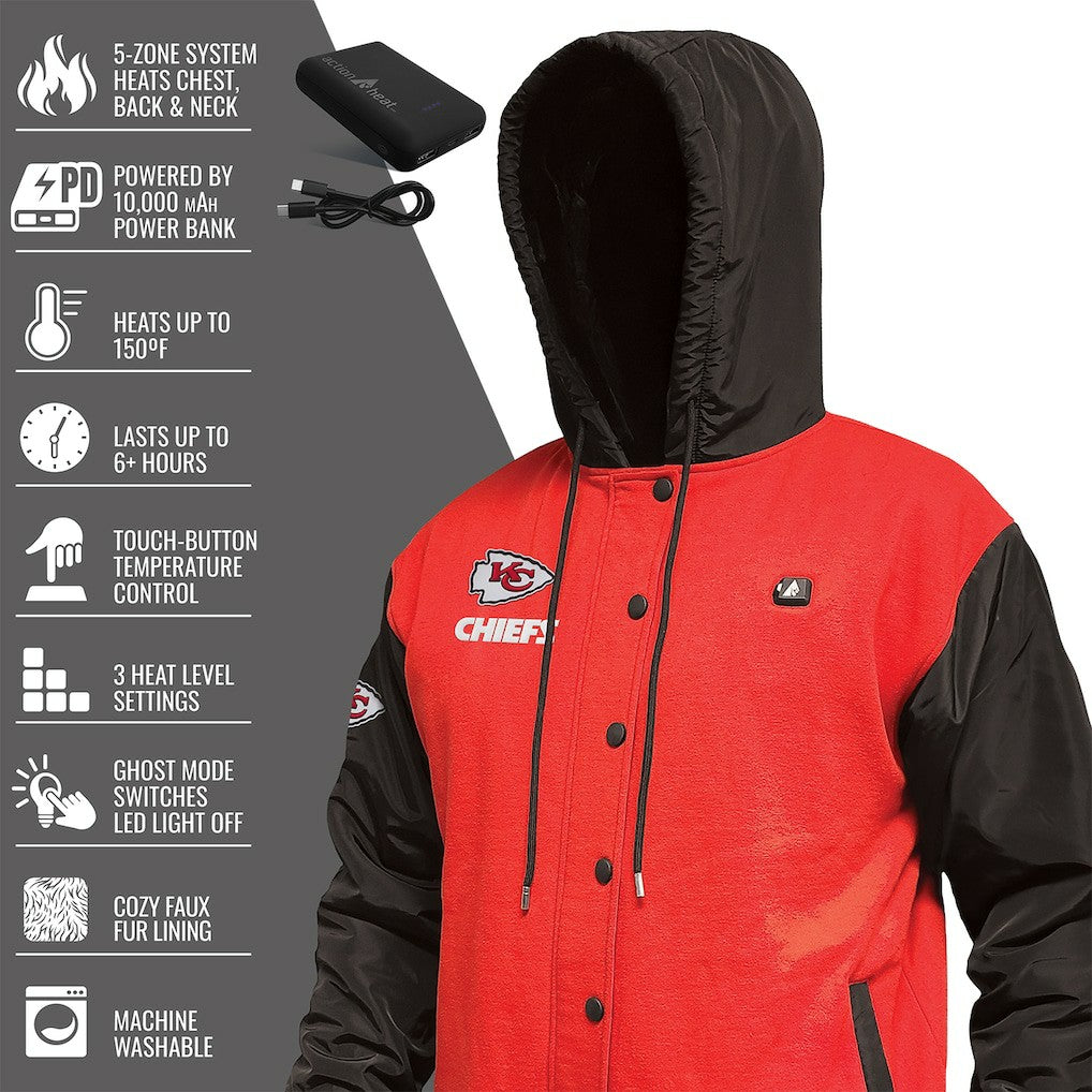 Kansas City Chiefs ActionHeat 5V Battery Heated Full-Snap Varsity Jacket - Red/Black online