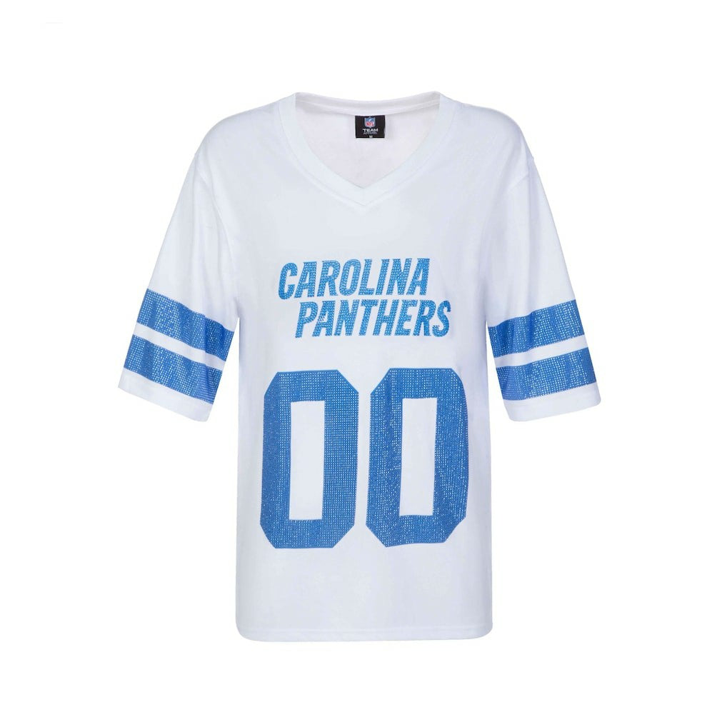 Carolina Panthers Cuce Women's Rhinestone V-Neck Tunic - White on sale