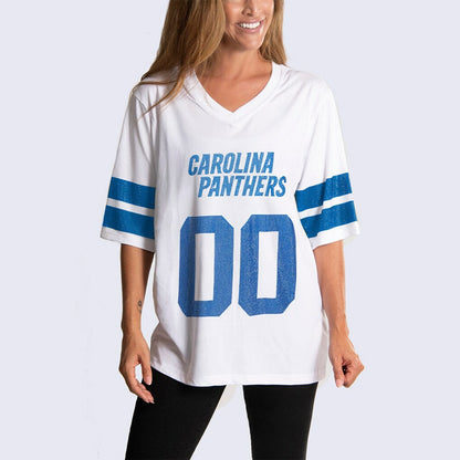 Carolina Panthers Cuce Women's Rhinestone V-Neck Tunic - White on sale