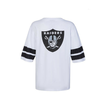 Las Vegas Raiders Cuce Women's Rhinestone V-Neck Tunic - White sale