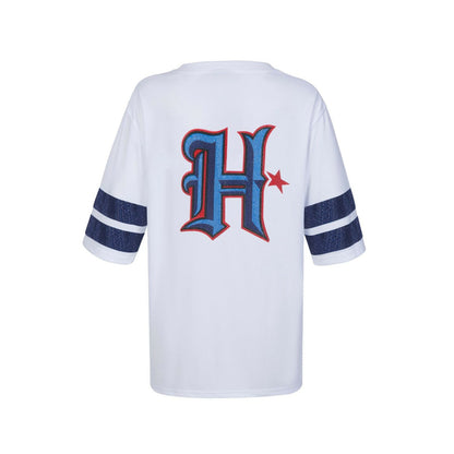Houston Texans Cuce Women's Rhinestone V-Neck Tunic - White for sale