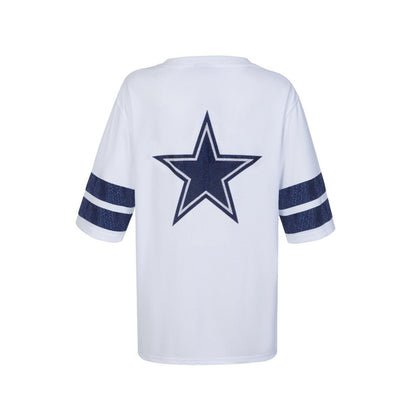 Dallas Cowboys Cuce Women's Rhinestone V-Neck Tunic - White sale