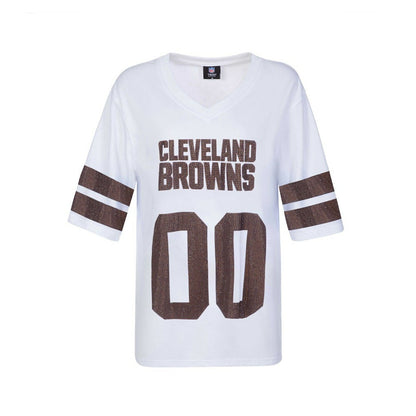 Cleveland Browns Cuce Women's Rhinestone V-Neck Tunic - White online