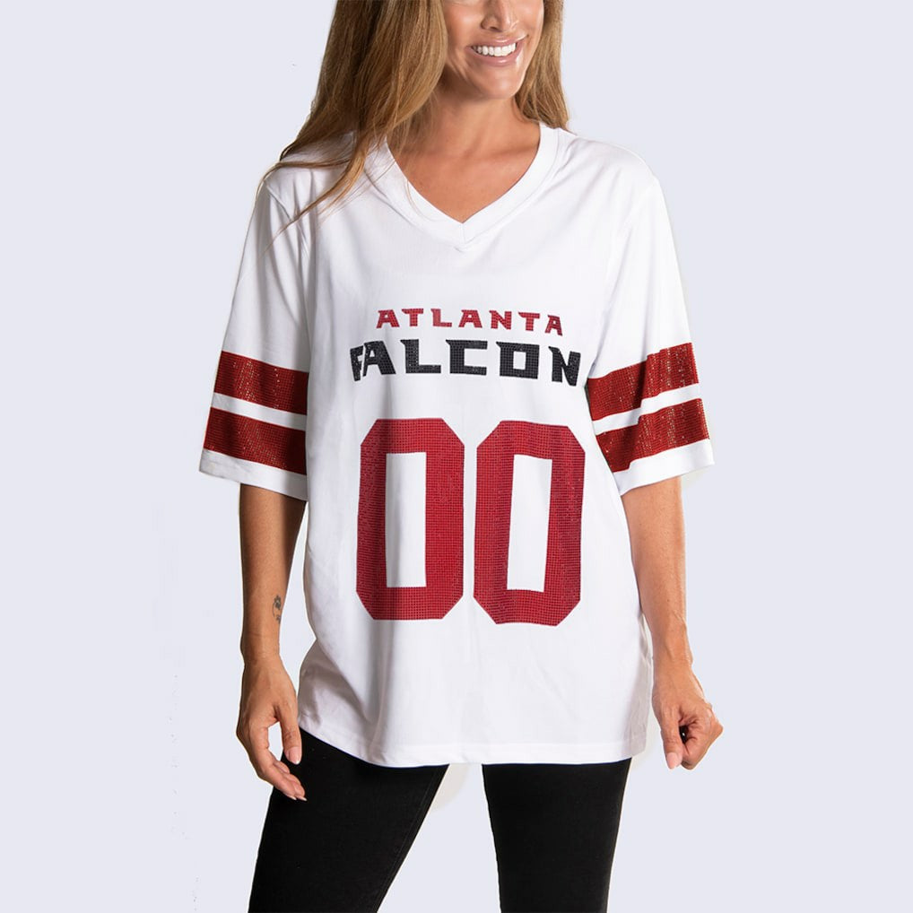 Atlanta Falcons Cuce Women's Rhinestone V-Neck Tunic - White for sale