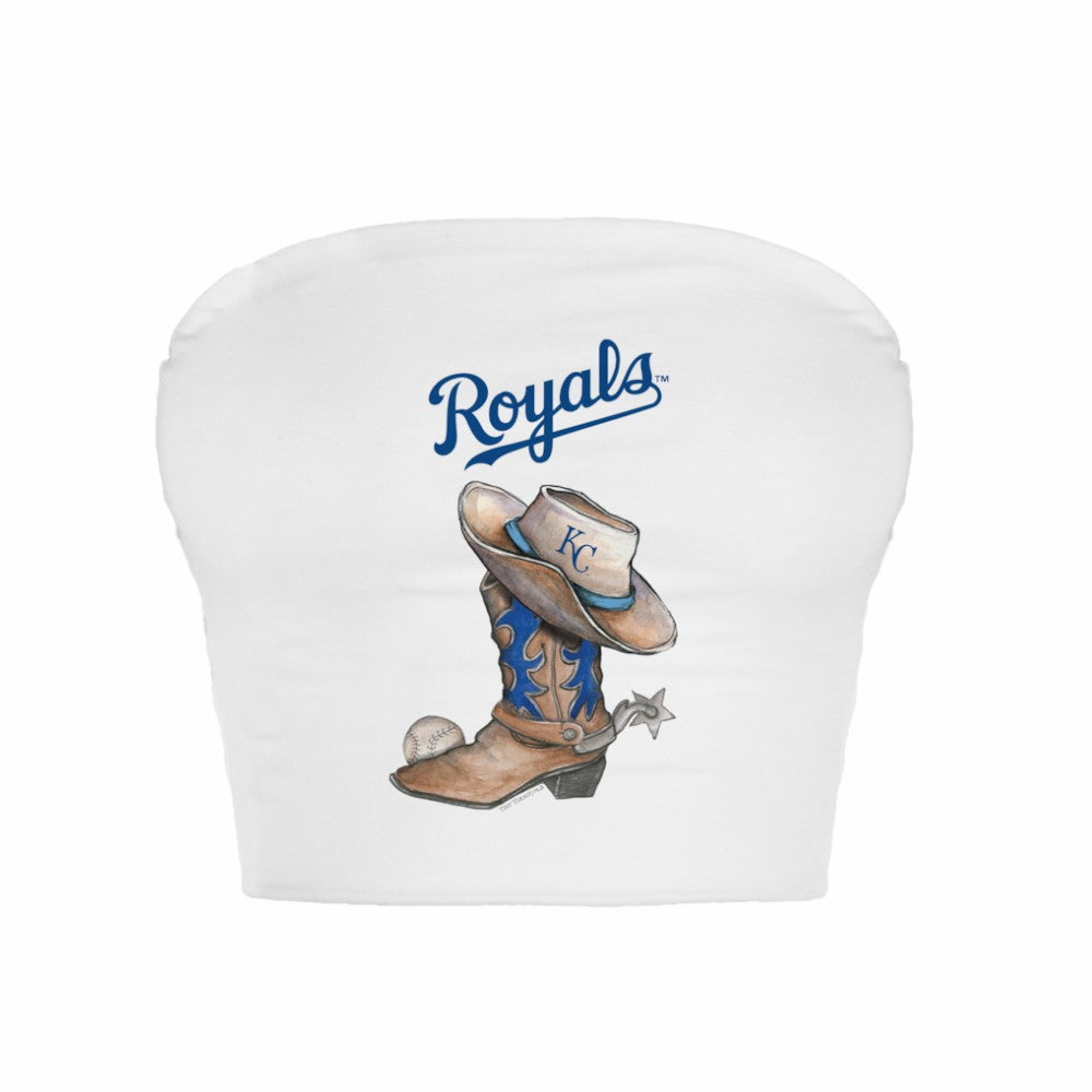 Kansas City Royals Tiny Turnip Women's Cowboy Boot Crop Tube Top - White