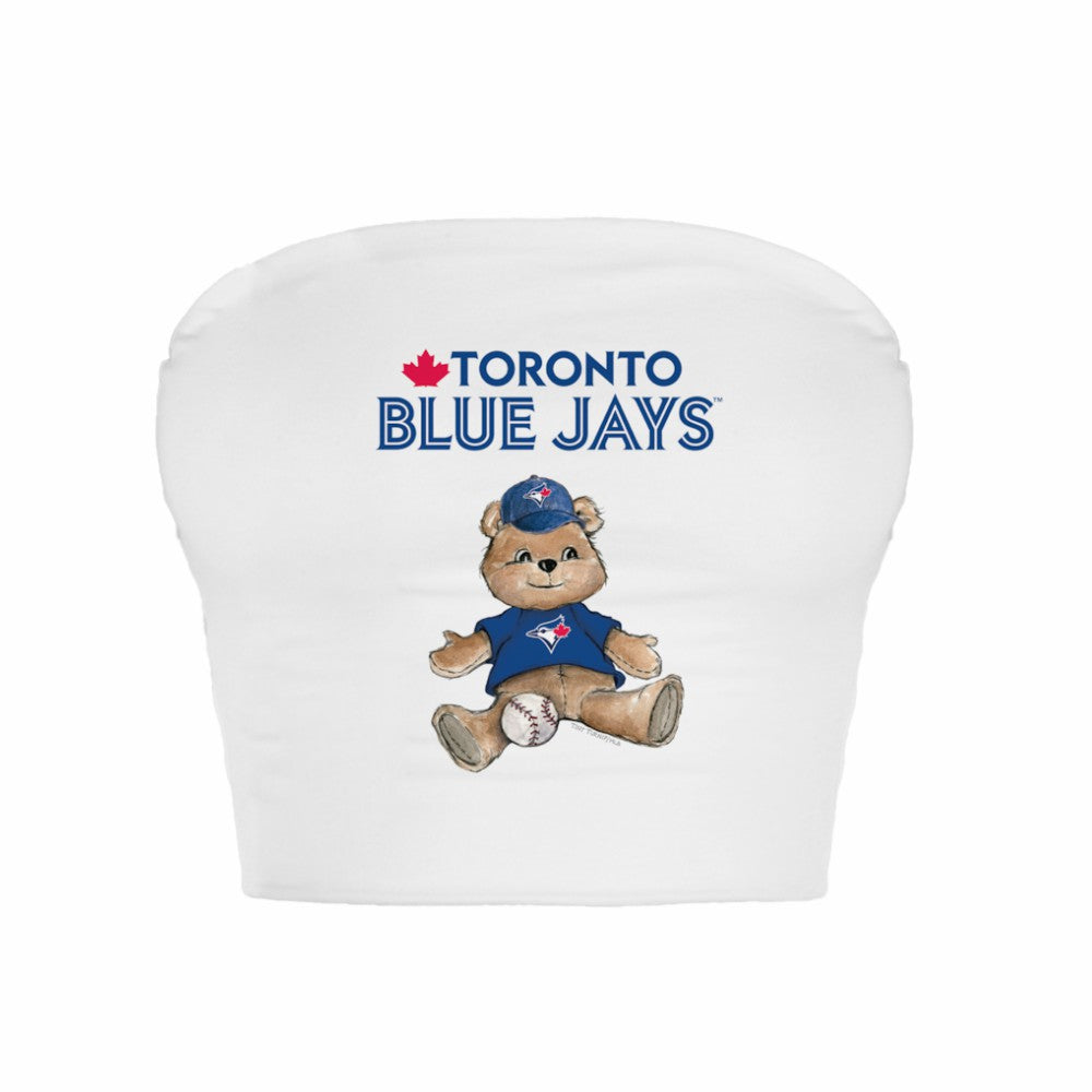 Toronto Blue Jays Tiny Turnip Women's Teddy Bear Crop Tube Top - White