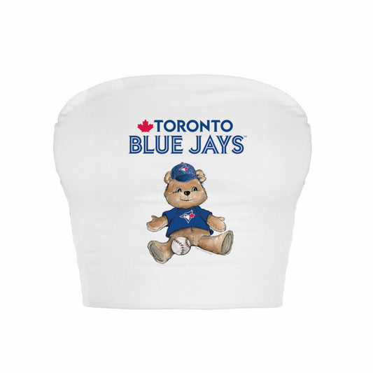 Toronto Blue Jays Tiny Turnip Women's Teddy Bear Crop Tube Top - White