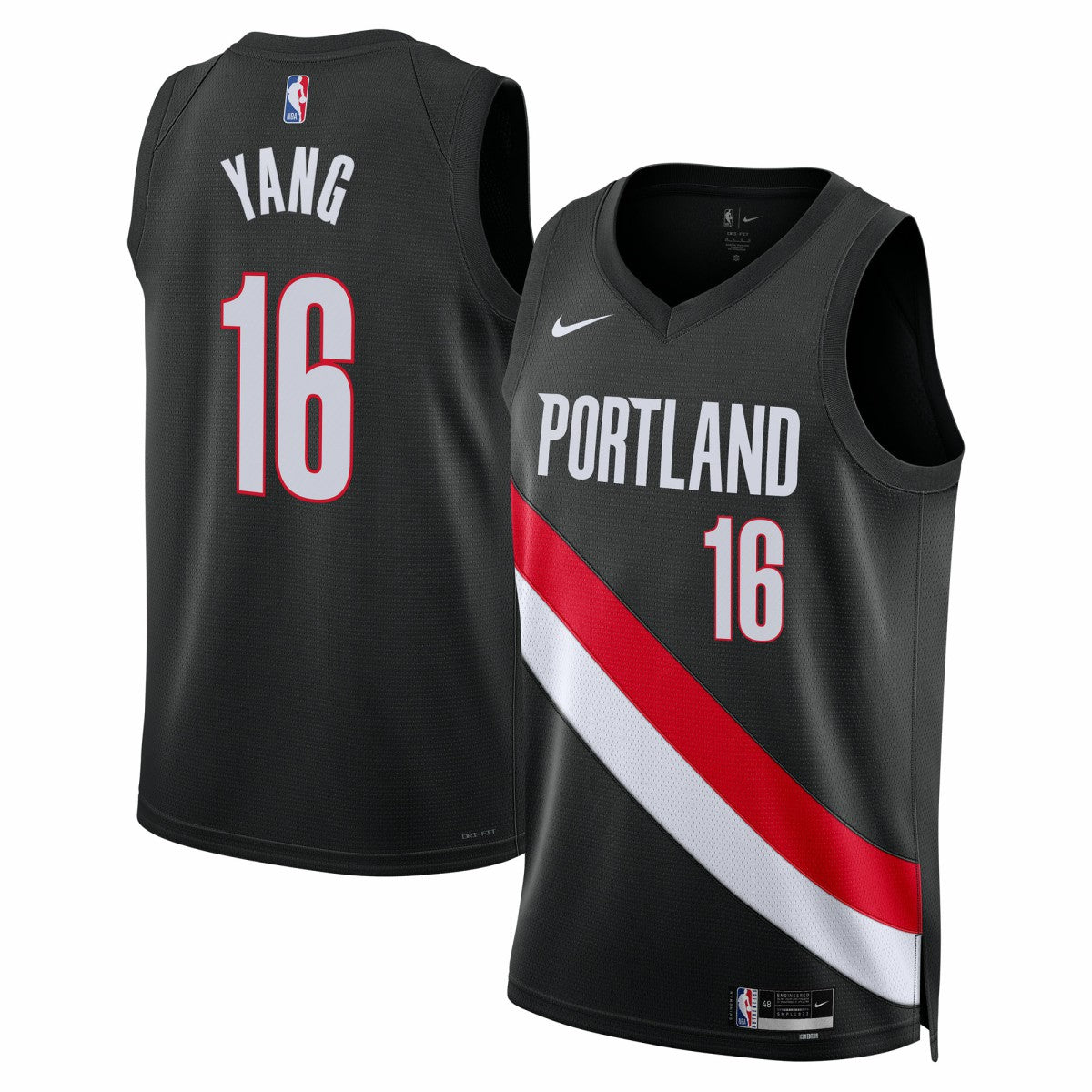 Yang Hansen Portland Trail Blazers Unisex Swingman Jersey - Icon Edition - Black | Nike shop