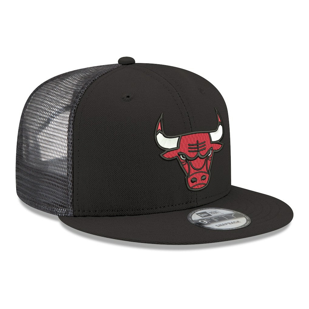 Chicago Bulls Core Logo Meshback 9FIFTY Snapback Hat - Black | New Era shop