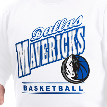 Dallas Mavericks G-III Sports by Carl Banks Adaptive Headliner Fleece Crewneck Sweatshirt sale - White for sale