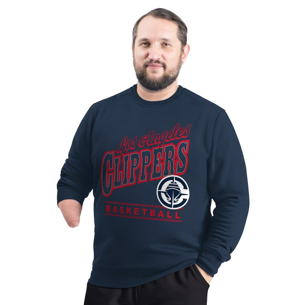LA Clippers G-III Sports by Carl Banks Adaptive Headliner Fleece Crewneck Sweatshirt - Navy for sale