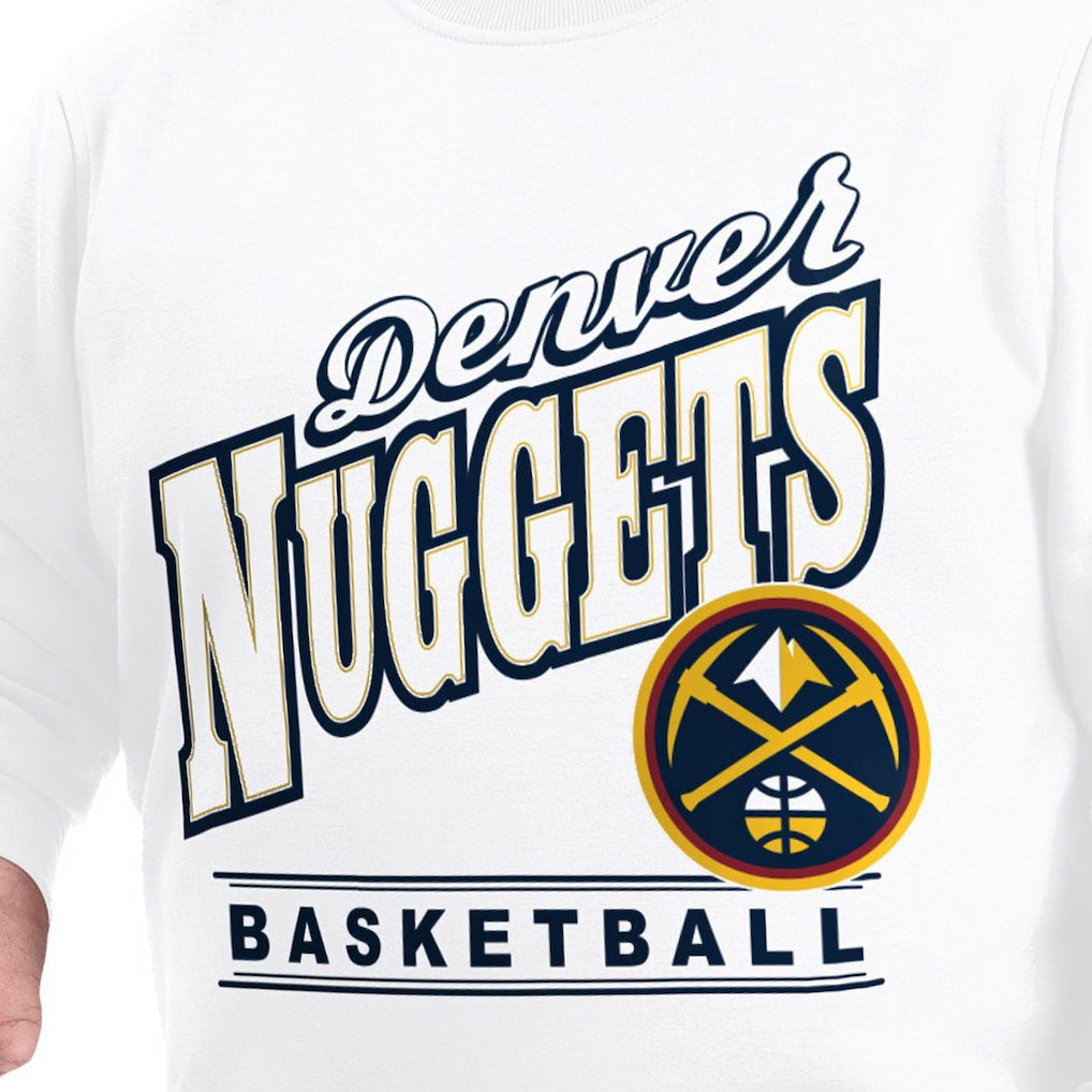 Denver Nuggets G-III Sports by Carl Banks Adaptive Headliner Fleece Crewneck Sweatshirt sale - White discount