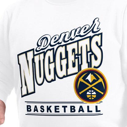 Denver Nuggets G-III Sports by Carl Banks Adaptive Headliner Fleece Crewneck Sweatshirt sale - White discount