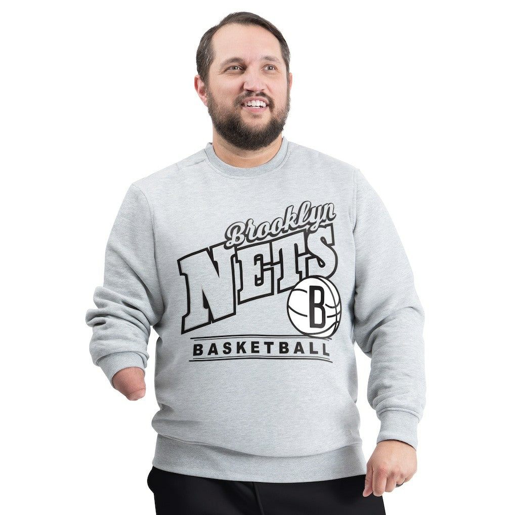 Brooklyn Nets G-III Sports by Carl Banks Adaptive Headliner Fleece Crewneck Sweatshirt - Gray cheap