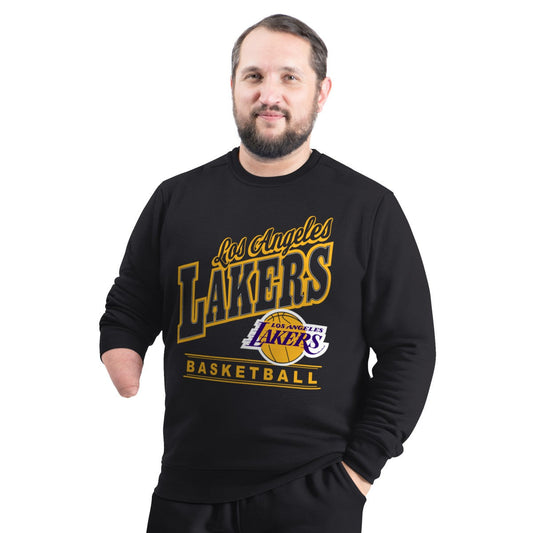 Los Angeles Lakers G-III Sports by Carl Banks Adaptive Headliner Fleece Crewneck Sweatshirt - Black discount