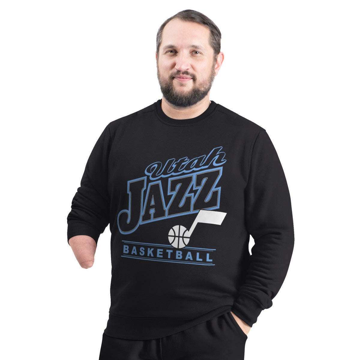 Utah Jazz G-III Sports by Carl Banks Adaptive Headliner Fleece Crewneck Sweatshirt - Black for sale