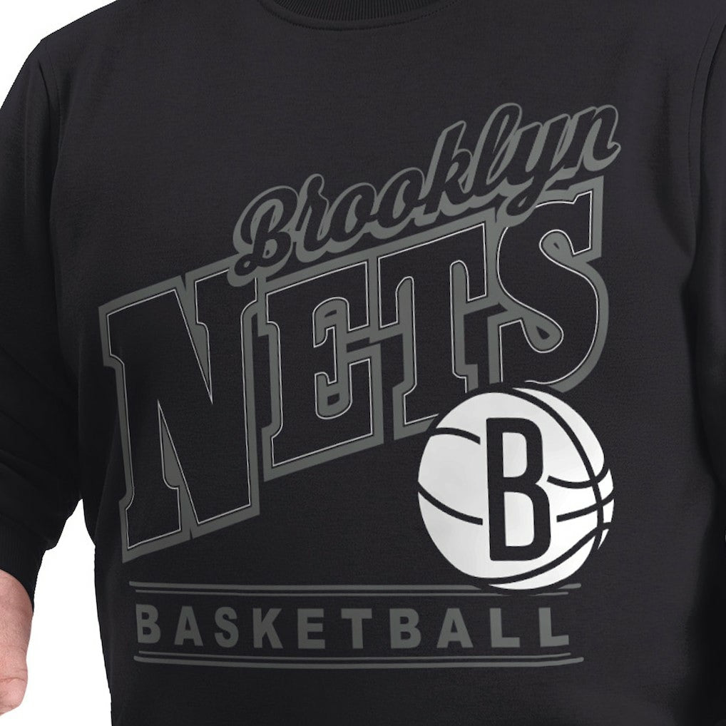 Brooklyn Nets G-III Sports by Carl Banks Adaptive Headliner Fleece Crewneck Sweatshirt - Black for sale