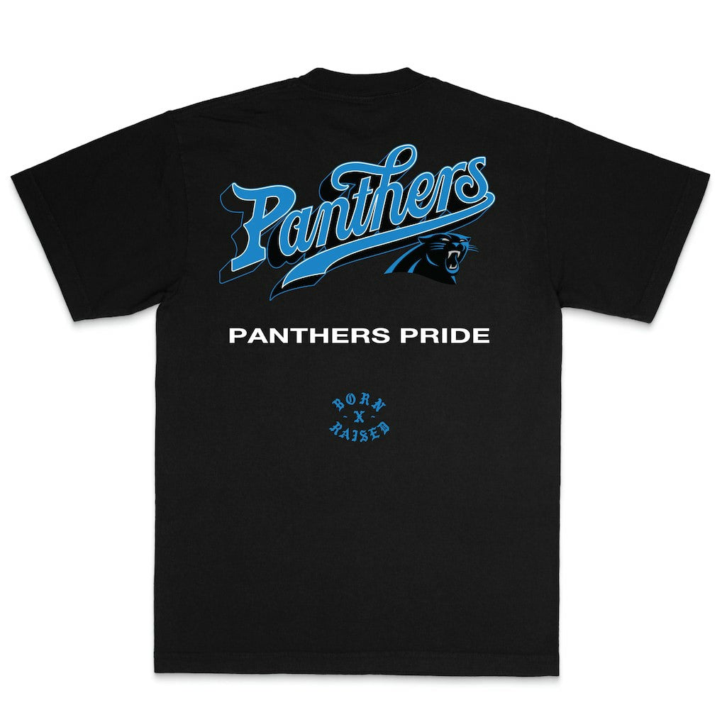 Carolina Panthers Born x Raised Unisex Pro Script T-Shirt - Black cheap