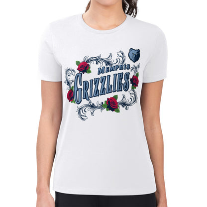 Memphis Grizzlies G-III 4Her by Carl Banks Women's Super-Slim Fit Lightweight Roses Crew Neck T-Shirt - White discount