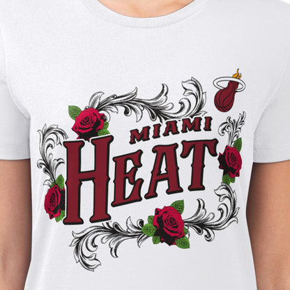 Miami Heat G-III 4Her by Carl Banks Women's Super-Slim Fit Lightweight Roses Crew Neck T-Shirt - White online