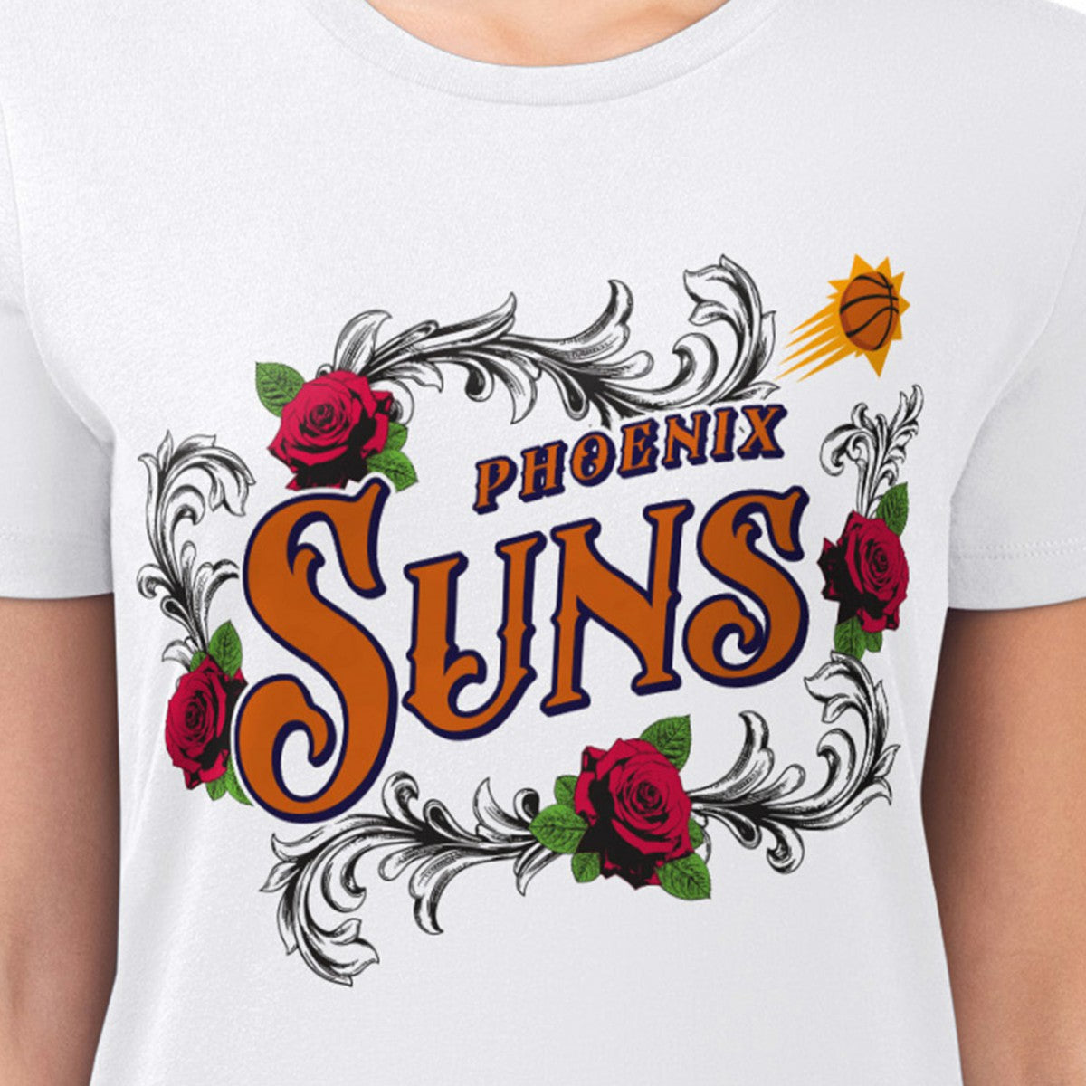 Phoenix Suns G-III 4Her by Carl Banks Women's Super-Slim Fit Lightweight Roses Crew Neck T-Shirt - White cheap