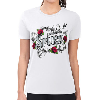 San Antonio Spurs G-III 4Her by Carl Banks Women's Super-Slim Fit Lightweight Roses Crew Neck T-Shirt - White shop