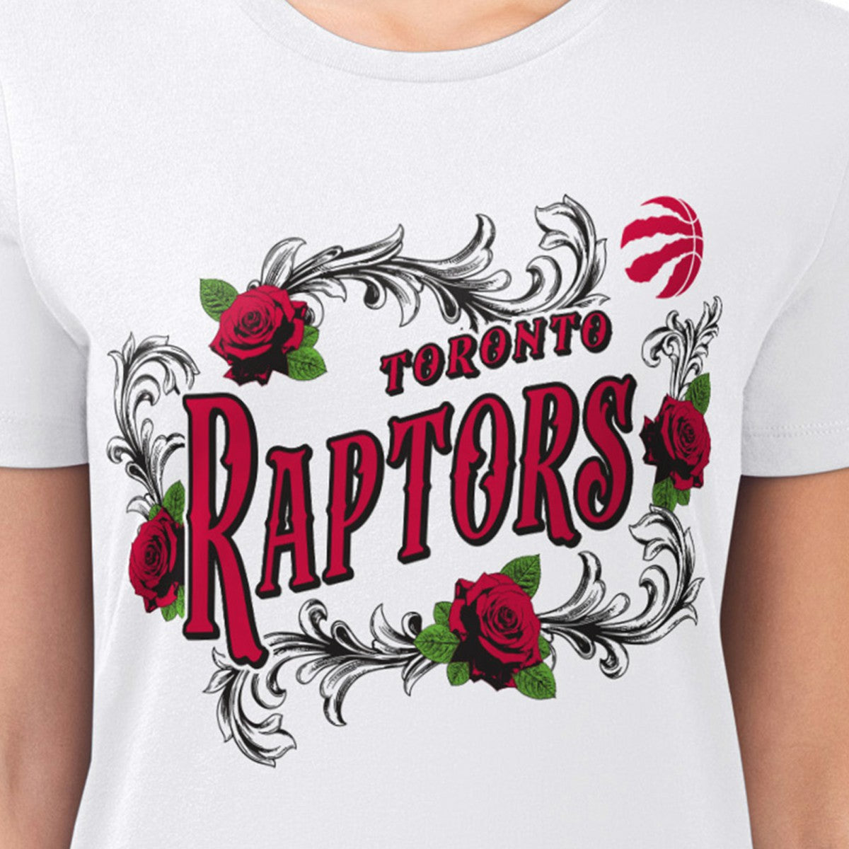 Toronto Raptors G-III 4Her by Carl Banks Women's Super-Slim Fit Lightweight Roses Crew Neck T-Shirt - White on sale